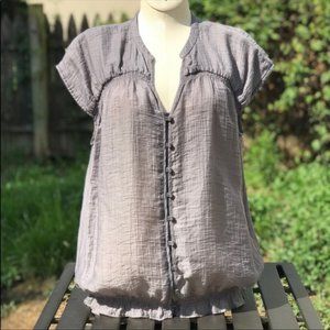 LOFT front button lightweight gray top